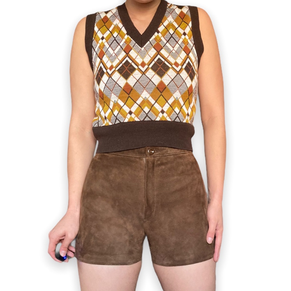 Vintage 70s Suede Hot Pants Short Shorts Size XS 25” Waist High Rise